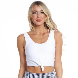 Coral Reef Traveler Bikini Top - White Rib Knit